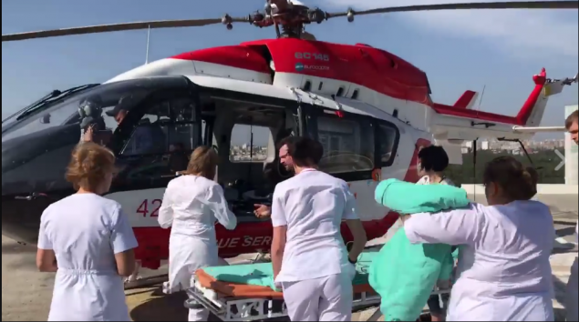 Впервые в истории украинской медицины санитарный вертолет доставил пациента в Институт сердца (видео)