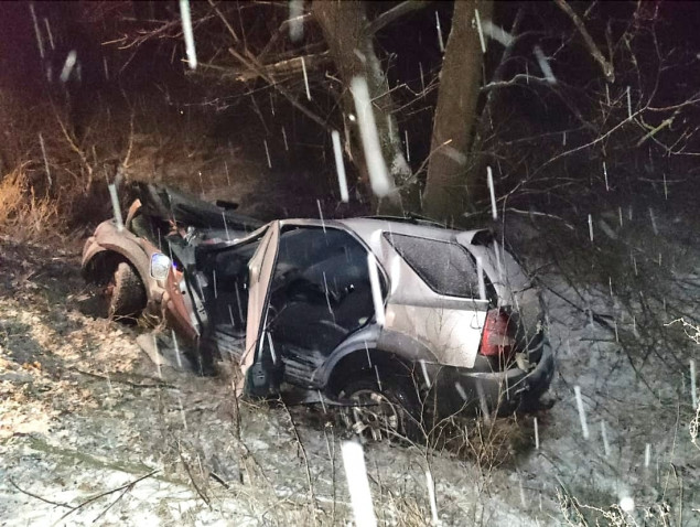 На Киевщине автомобиль Kia вылетел с дороги и столкнулся с деревом
